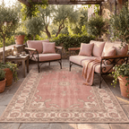 Pinfold Traditional Medallion Border Rose Madder Cream Washable Indoor Outdoor Entryway Rug - RugzellaDigital Print RugRugzellaRugzellaBBB465-RECT-24x47-60x120cmRGZLLA139916Rectangle2' x 3'11" (60x120 cm)RECTANGLE | Pinfold rectangle outdoor