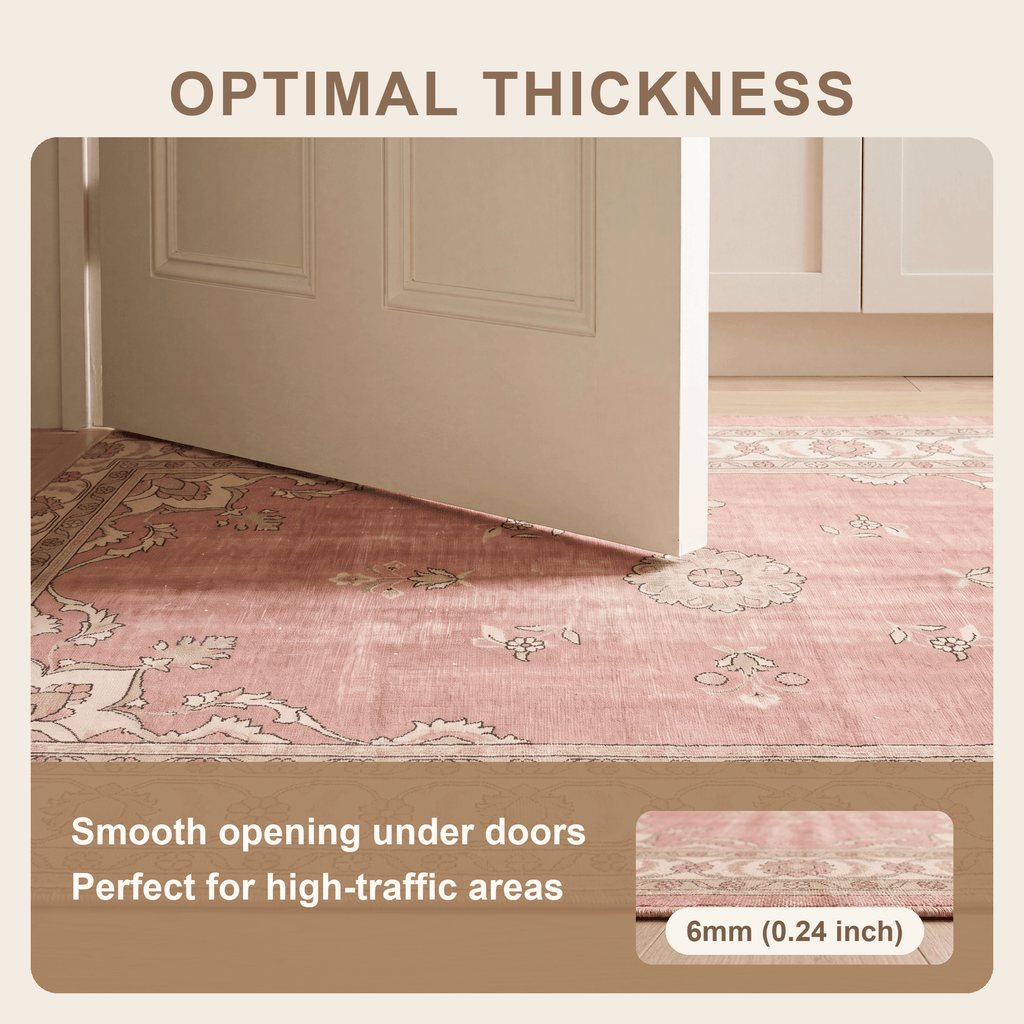 Pinfold Traditional Medallion Border Rose Madder Cream Washable Indoor Outdoor Entryway Rug - RugzellaDigital Print RugRugzellaRugzellaBBB465-RECT-24x47-60x120cmRGZLLA139916Rectangle2' x 3'11" (60x120 cm)SHARED | Pinfold feature thickness