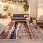 Plateau2 Modern Abstract Watercolor Distressed Ember Rust Ivory Washable Indoor Outdoor Rug - RugzellaDigital Print RugRugzellaRugzellaBBB437-RECT-24x47-60x120cmRGZLLA99381Rectangle2' x 3'11" (60x120 cm)RECTANGLE | Plateau2 rectangle outdoor