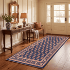 Quarry2 Traditional Floral Border Indigo Ivory Red Washable Indoor Outdoor Rug - RugzellaDigital Print RugRugzellaRugzellaBBB438-RECT-24x47-60x120cmRGZLLA99716Rectangle2' x 3'11" (60x120 cm)RUNNER | Quarry2 runner entryway