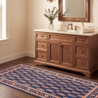 Quarry2 Traditional Floral Border Indigo Ivory Red Washable Indoor Outdoor Rug - RugzellaDigital Print RugRugzellaRugzellaBBB438-RECT-24x47-60x120cmRGZLLA99716Rectangle2' x 3'11" (60x120 cm)RUNNER | Quarry2 runner bathroom