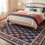 Quarry2 Traditional Floral Border Indigo Ivory Red Washable Indoor Outdoor Rug - RugzellaDigital Print RugRugzellaRugzellaBBB438-RECT-24x47-60x120cmRGZLLA99716Rectangle2' x 3'11" (60x120 cm)RECTANGLE | Quarry2 rectangle bedroom