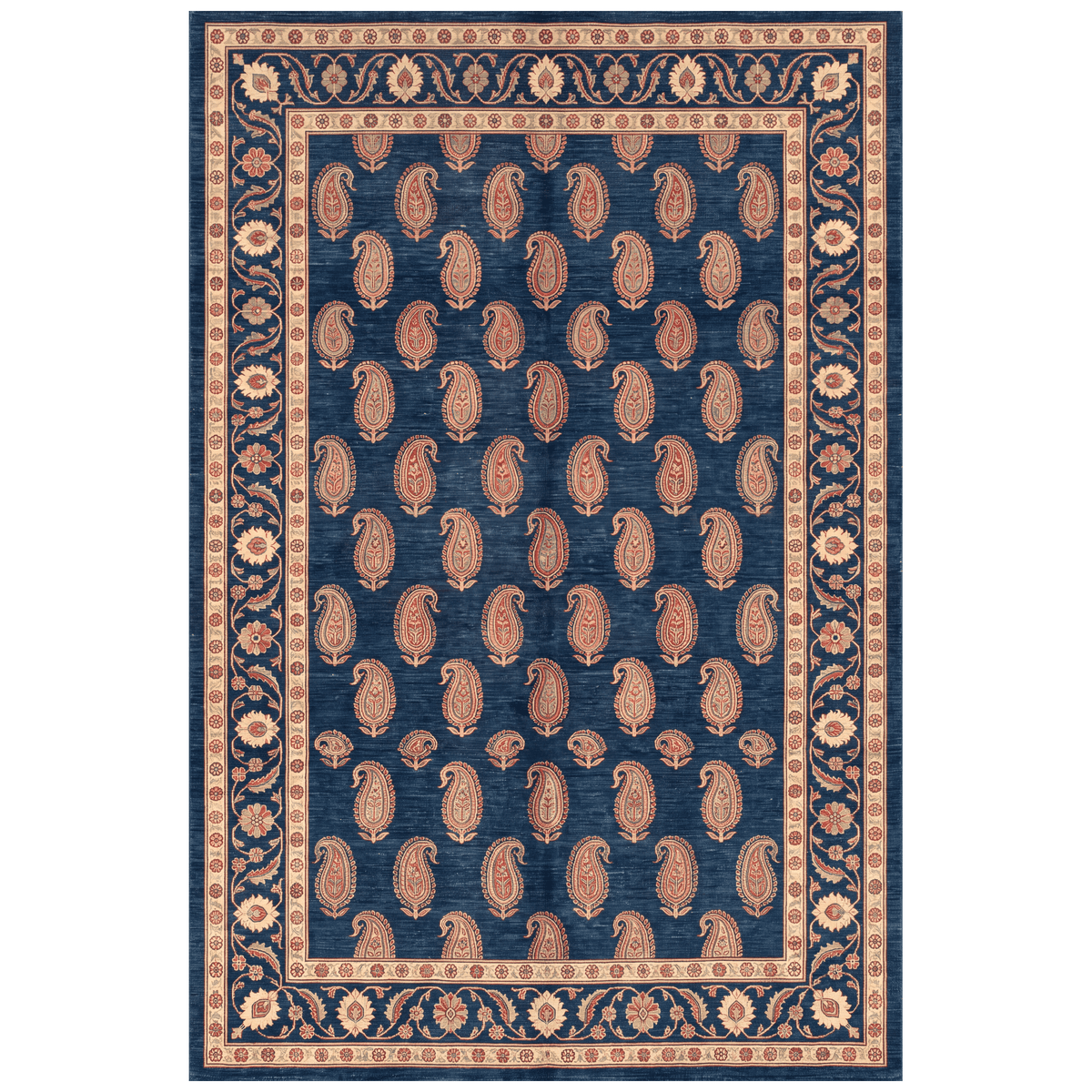 Quarry2 Traditional Floral Border Indigo Ivory Red Washable Indoor Outdoor Rug - RugzellaDigital Print RugRugzellaRugzellaBBB438-RECT-24x47-60x120cmRGZLLA99716Rectangle2' x 3'11" (60x120 cm)RECTANGLE | HERO | Quarry2 rectangle
