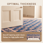 Quarry2 Traditional Floral Border Indigo Ivory Red Washable Indoor Outdoor Rug - RugzellaDigital Print RugRugzellaRugzellaBBB438-RECT-24x47-60x120cmRGZLLA99716Rectangle2' x 3'11" (60x120 cm)SHARED | Quarry2 feature thickness