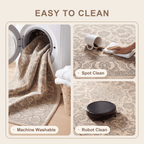 Ravine2 Traditional Overdyed Distressed Medallion Beige Grey Blush Washable Indoor Outdoor Rug - RugzellaDigital Print RugRugzellaRugzellaBBB439-RECT-24x47-60x120cmRGZLLA100051Rectangle2' x 3'11" (60x120 cm)SHARED | Ravine2 feature clean