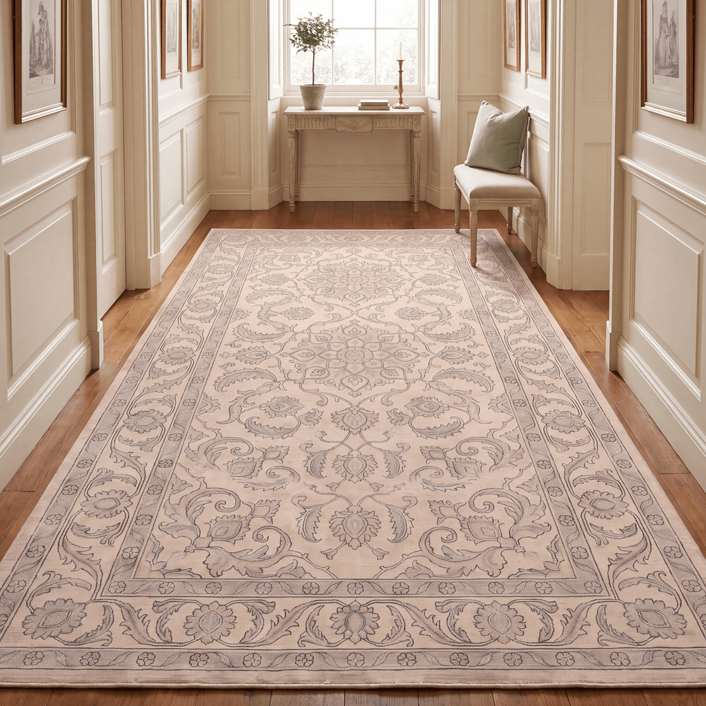 Ravine2 Traditional Overdyed Distressed Medallion Beige Grey Blush Washable Indoor Outdoor Rug - RugzellaDigital Print RugRugzellaRugzellaBBB439-RECT-24x47-60x120cmRGZLLA100051Rectangle2' x 3'11" (60x120 cm)RUNNER | Ravine2 runner hallway