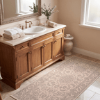 Ravine2 Traditional Overdyed Distressed Medallion Beige Grey Blush Washable Indoor Outdoor Rug - RugzellaDigital Print RugRugzellaRugzellaBBB439-RECT-24x47-60x120cmRGZLLA100051Rectangle2' x 3'11" (60x120 cm)RUNNER | Ravine2 runner bathroom