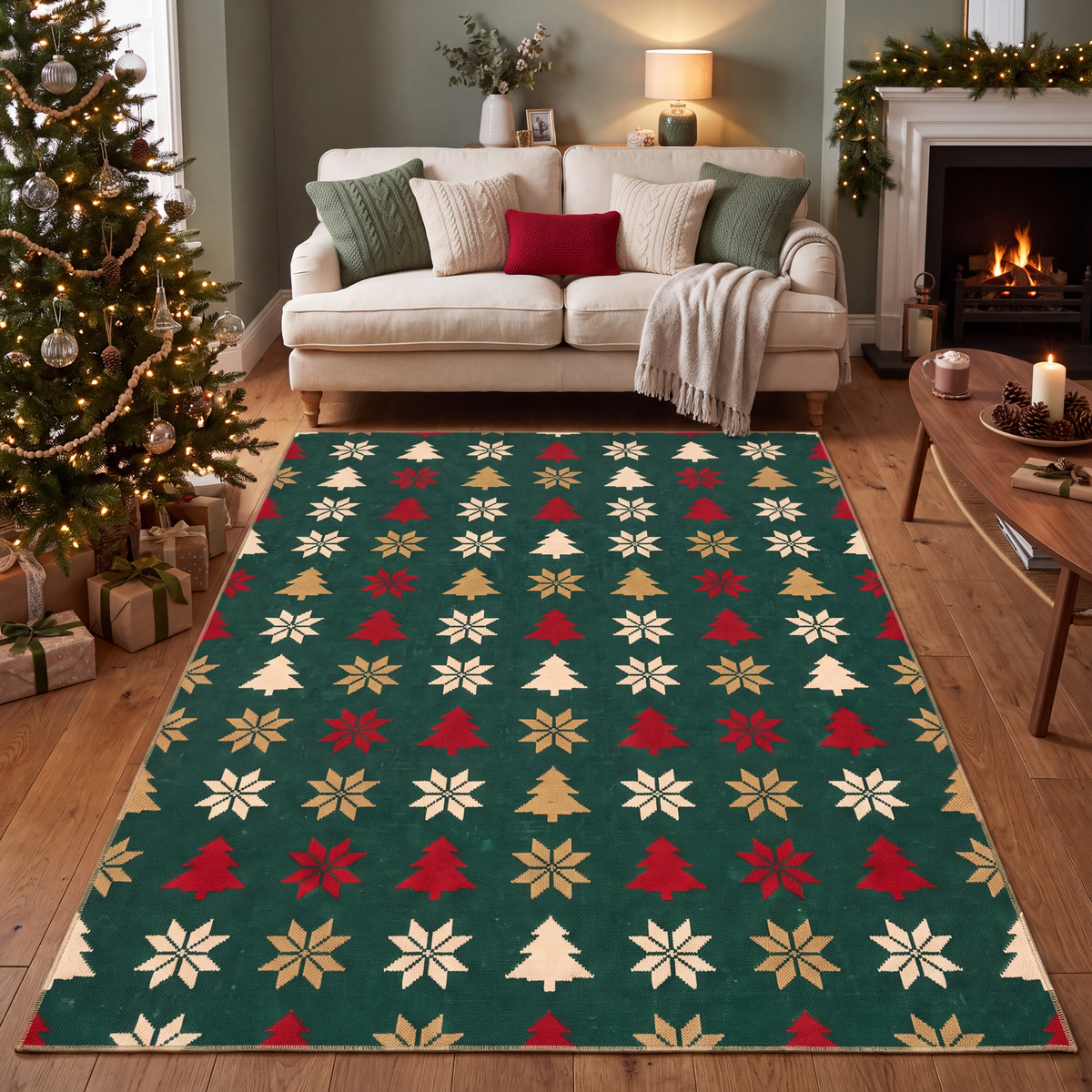 RECTANGLE | Rectory rectangle livingroom christmas