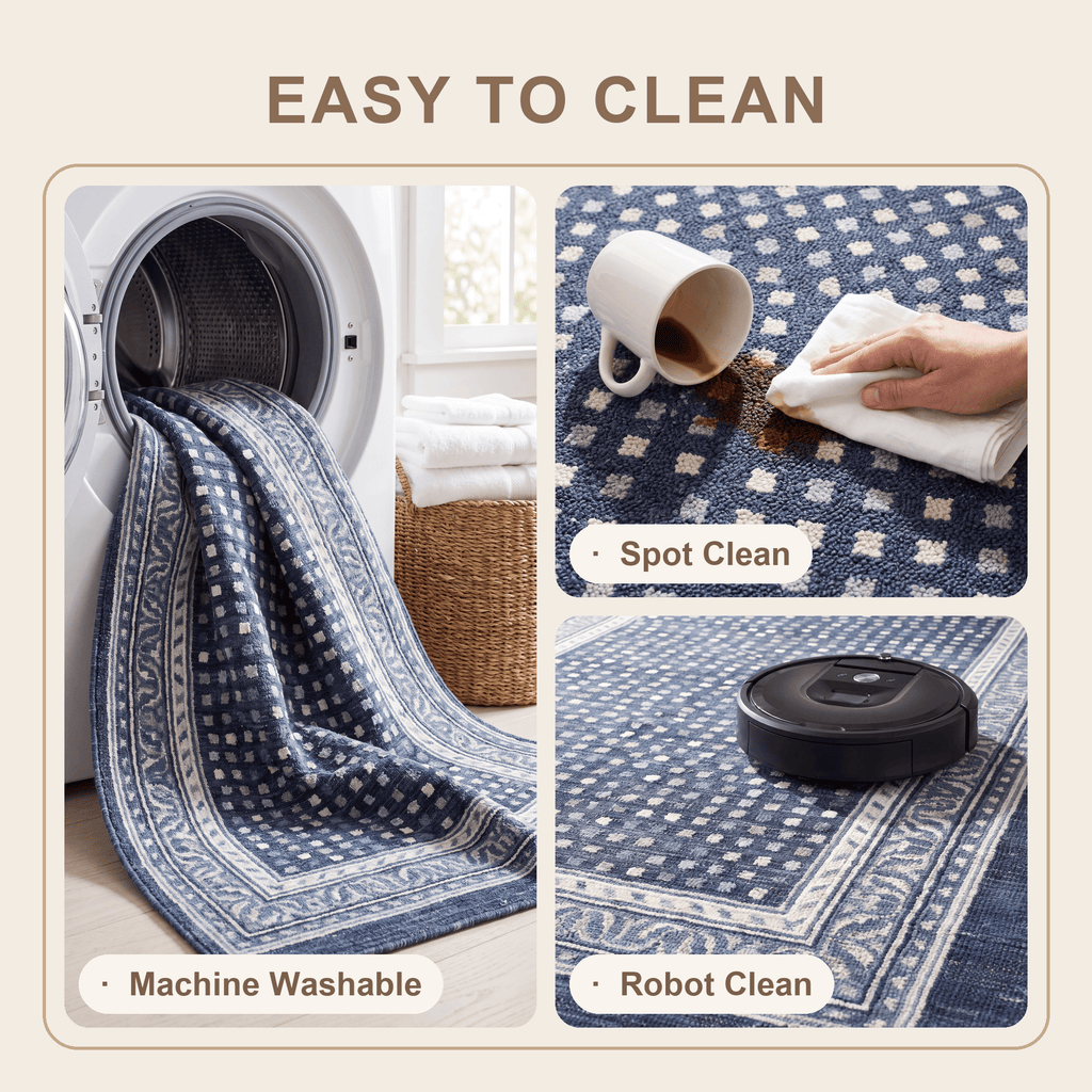 Riding Modern Speckled Mosaic Dot Indigo Blue Chalk White Washable Indoor Outdoor Entryway Rug - RugzellaDigital Print RugRugzellaRugzellaBBB467-RECT-24x47-60x120cmRGZLLA143936Rectangle2' x 3'11" (60x120 cm)SHARED | Riding feature clean