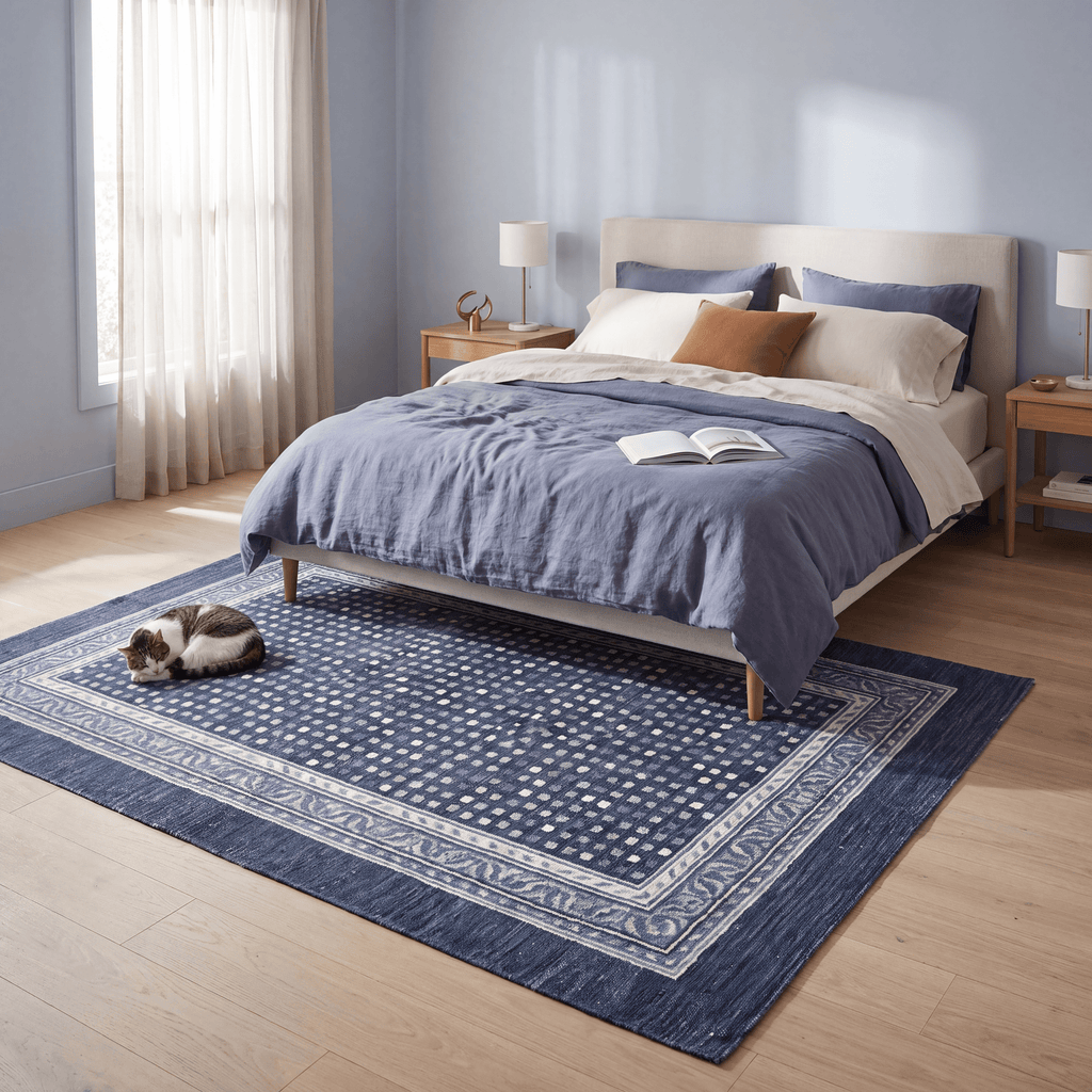 Riding Modern Speckled Mosaic Dot Indigo Blue Chalk White Washable Indoor Outdoor Entryway Rug - RugzellaDigital Print RugRugzellaRugzellaBBB467-RECT-24x47-60x120cmRGZLLA143936Rectangle2' x 3'11" (60x120 cm)RECTANGLE | Riding rectangle bedroom