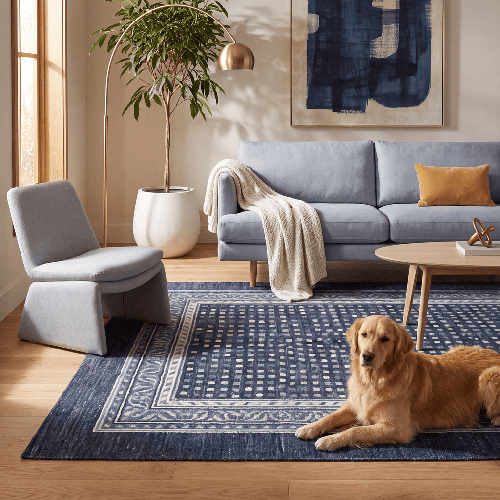 Riding Modern Speckled Mosaic Dot Indigo Blue Chalk White Washable Indoor Outdoor Entryway Rug - RugzellaDigital Print RugRugzellaRugzellaBBB467-RECT-24x47-60x120cmRGZLLA143936Rectangle2' x 3'11" (60x120 cm)RECTANGLE | Riding rectangle livingroom