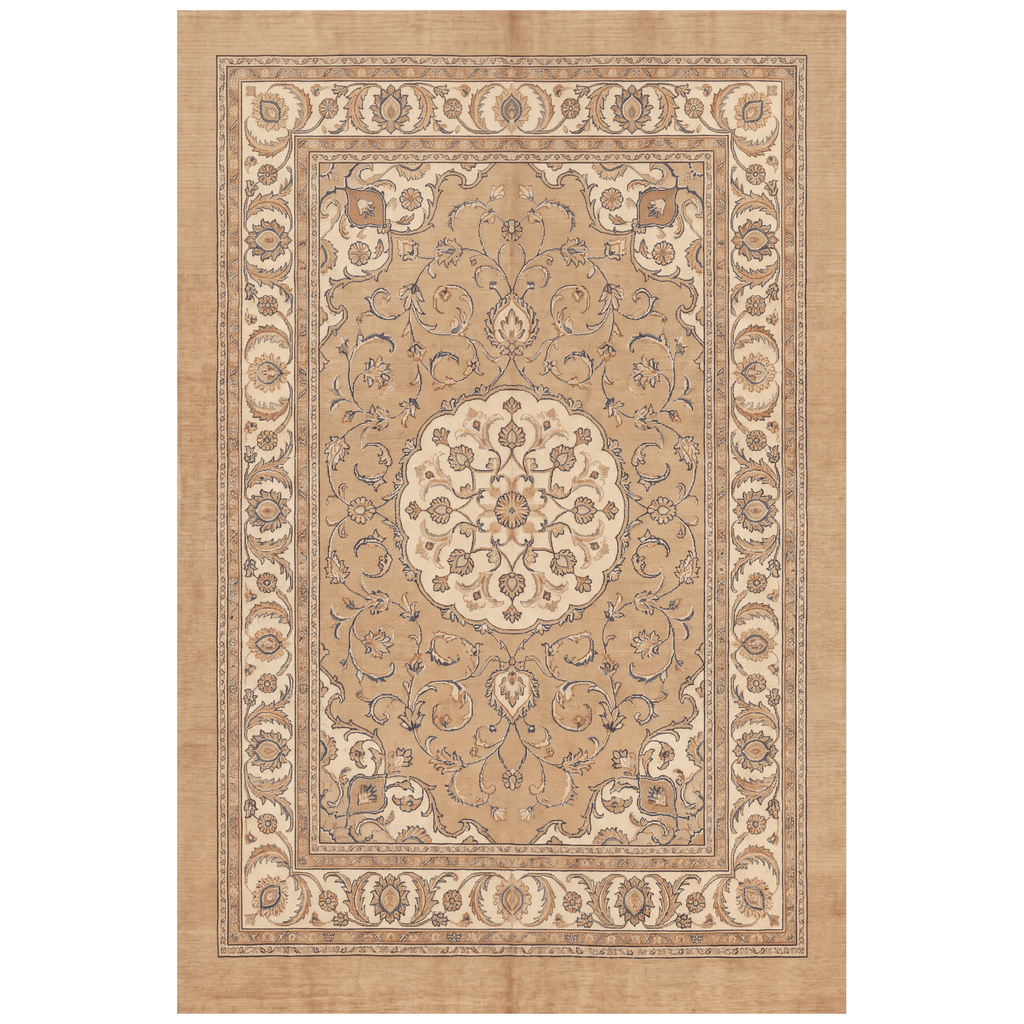 Rill2 Traditional Medallion Border Camel Cream Indigo Washable Indoor Outdoor Rug - RugzellaDigital Print RugRugzellaRugzellaBBB440-RECT-24x47-60x120cmRGZLLA100386Rectangle2' x 3'11" (60x120 cm)RECTANGLE | HERO | Rill2 rectangle