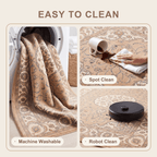 Rill2 Traditional Medallion Border Camel Cream Indigo Washable Indoor Outdoor Rug - RugzellaDigital Print RugRugzellaRugzellaBBB440-RECT-24x47-60x120cmRGZLLA100386Rectangle2' x 3'11" (60x120 cm)SHARED | Rill2 feature clean
