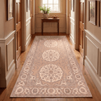 Rill2 Traditional Medallion Border Camel Cream Indigo Washable Indoor Outdoor Rug - RugzellaDigital Print RugRugzellaRugzellaBBB440-RECT-24x47-60x120cmRGZLLA100386Rectangle2' x 3'11" (60x120 cm)RUNNER | Rill2 runner hallway