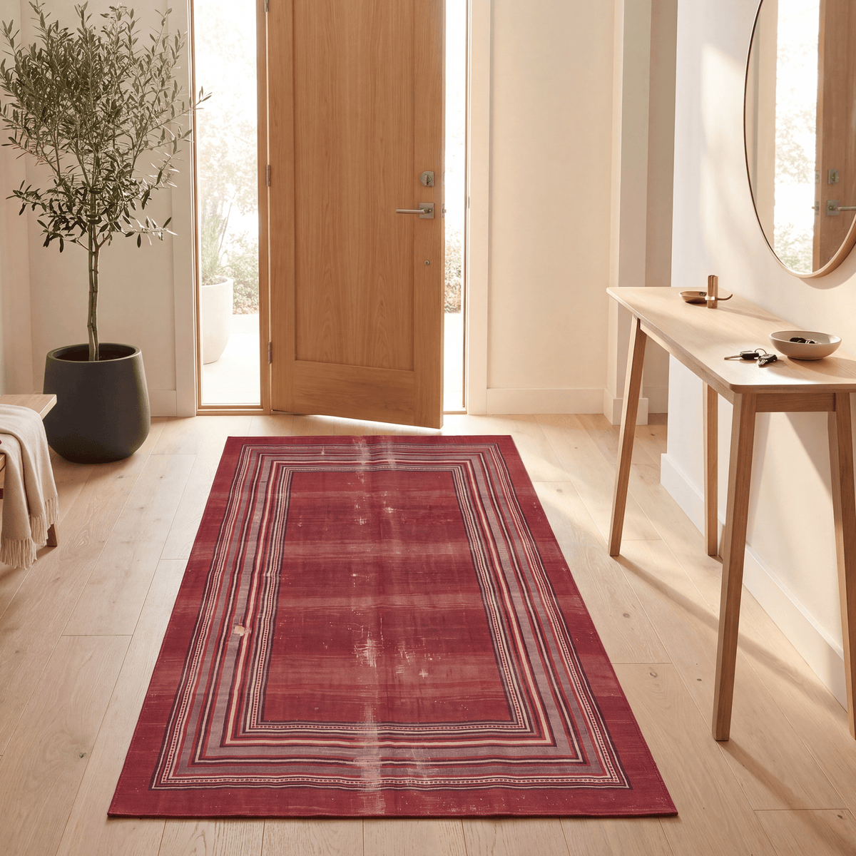 Ripple2 Modern Minimalist Border Abrash Ember Rust Ink Bone Washable Indoor Outdoor Rug - RugzellaDigital Print RugRugzellaRugzellaBBB389-RECT-24x47-60x120cmRGZLLA113116Rectangle2' x 3'11" (60x120 cm)RUNNER | Ripple2 runner entryway