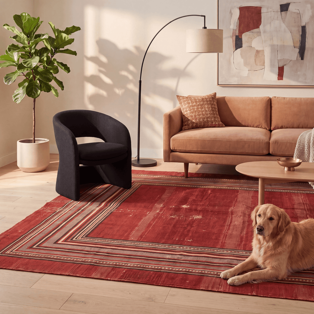 Ripple2 Modern Minimalist Border Abrash Ember Rust Ink Bone Washable Indoor Outdoor Rug - RugzellaDigital Print RugRugzellaRugzellaBBB389-RECT-24x47-60x120cmRGZLLA113116Rectangle2' x 3'11" (60x120 cm)RECTANGLE | Ripple2 rectangle livingroom