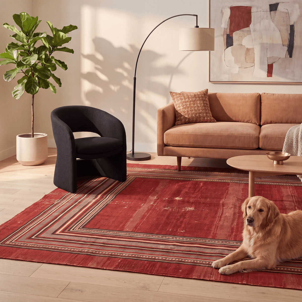 Ripple2 Modern Minimalist Border Abrash Ember Rust Ink Bone Washable Indoor Outdoor Rug - RugzellaDigital Print RugRugzellaRugzellaBBB389-RECT-24x47-60x120cmRGZLLA113116Rectangle2' x 3'11" (60x120 cm)RECTANGLE | Ripple2 rectangle livingroom
