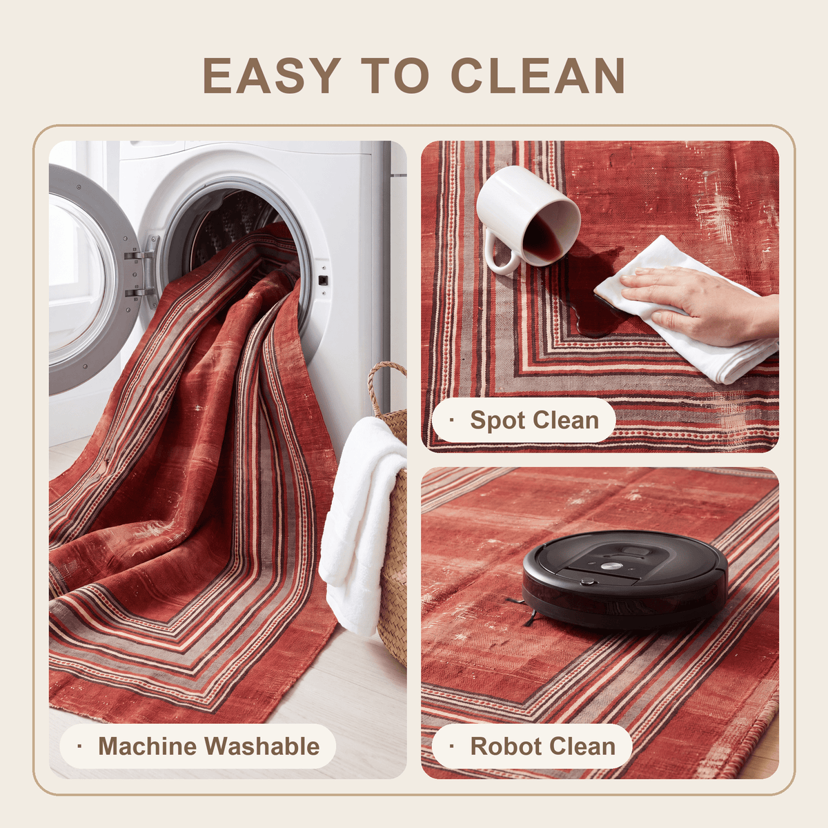 Ripple2 Modern Minimalist Border Abrash Ember Rust Ink Bone Washable Indoor Outdoor Rug - RugzellaDigital Print RugRugzellaRugzellaBBB389-RECT-24x47-60x120cmRGZLLA113116Rectangle2' x 3'11" (60x120 cm)SHARED | Ripple2 feature clean