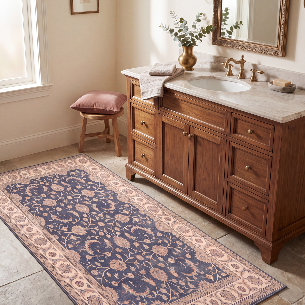 RUNNER | Damask runner bathroom