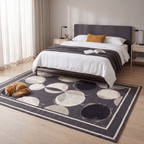 Sandfield Modern Overlapping Circles Charcoal Ink Ecru Washable Indoor Outdoor Entryway Rug - RugzellaDigital Print RugRugzellaRugzellaBBB470-RECT-24x47-60x120cmRGZLLA144941Rectangle2' x 3'11" (60x120 cm)RECTANGLE | Sandfield rectangle bedroom