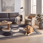 Sandfield Modern Overlapping Circles Charcoal Ink Ecru Washable Indoor Outdoor Entryway Rug - RugzellaDigital Print RugRugzellaRugzellaBBB470-RECT-24x47-60x120cmRGZLLA144941Rectangle2' x 3'11" (60x120 cm)RECTANGLE | Sandfield rectangle livingroom