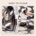 Sandfield Modern Overlapping Circles Charcoal Ink Ecru Washable Indoor Outdoor Entryway Rug - RugzellaDigital Print RugRugzellaRugzellaBBB470-RECT-24x47-60x120cmRGZLLA144941Rectangle2' x 3'11" (60x120 cm)SHARED | Sandfield feature clean