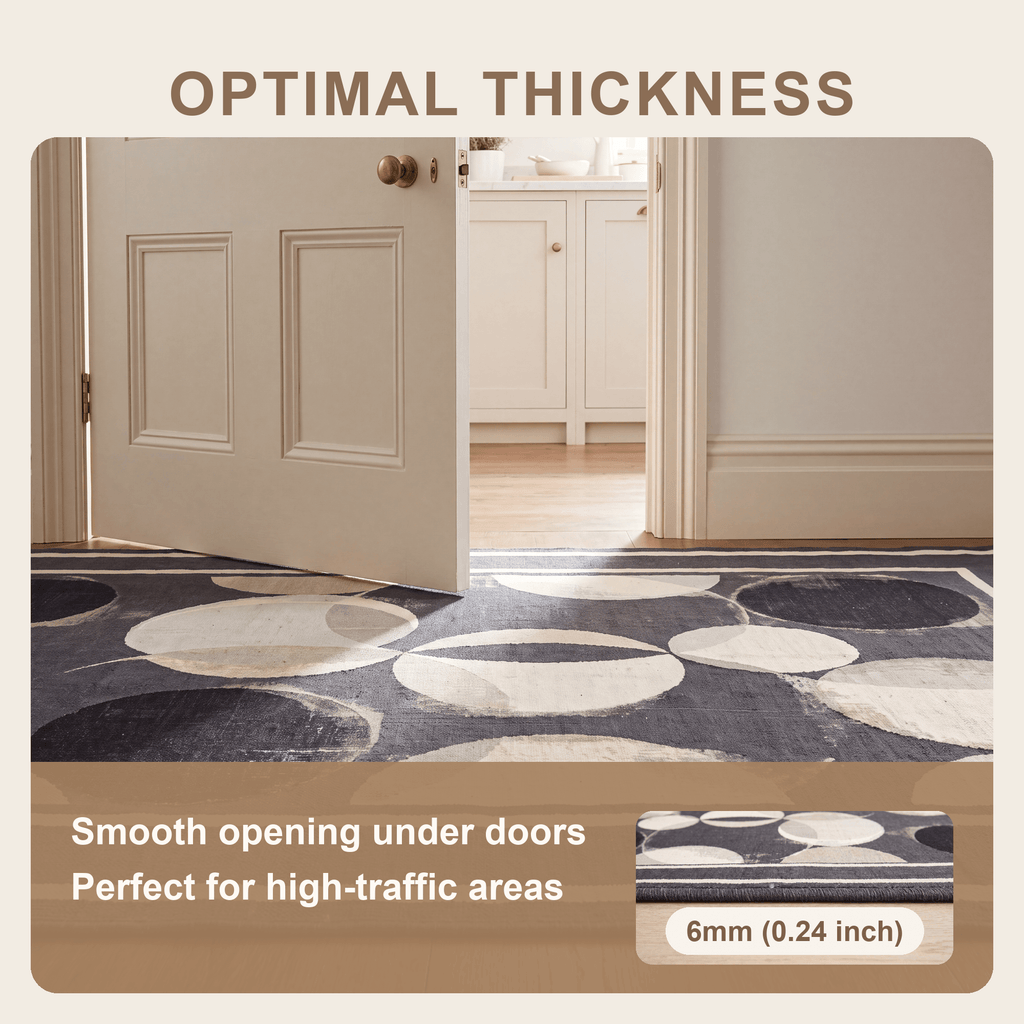 Sandfield Modern Overlapping Circles Charcoal Ink Ecru Washable Indoor Outdoor Entryway Rug - RugzellaDigital Print RugRugzellaRugzellaBBB470-RECT-24x47-60x120cmRGZLLA144941Rectangle2' x 3'11" (60x120 cm)SHARED | Sandfield feature thickness