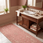 Scarp2 Traditional Oriental Style Medallion Rose Madder Cream Washable Indoor Outdoor Entryway Rug - RugzellaDigital Print RugRugzellaRugzellaBBB442-RECT-24x47-60x120cmRGZLLA137571Rectangle2' x 3'11" (60x120 cm)RUNNER | Scarp2 runner bathroom