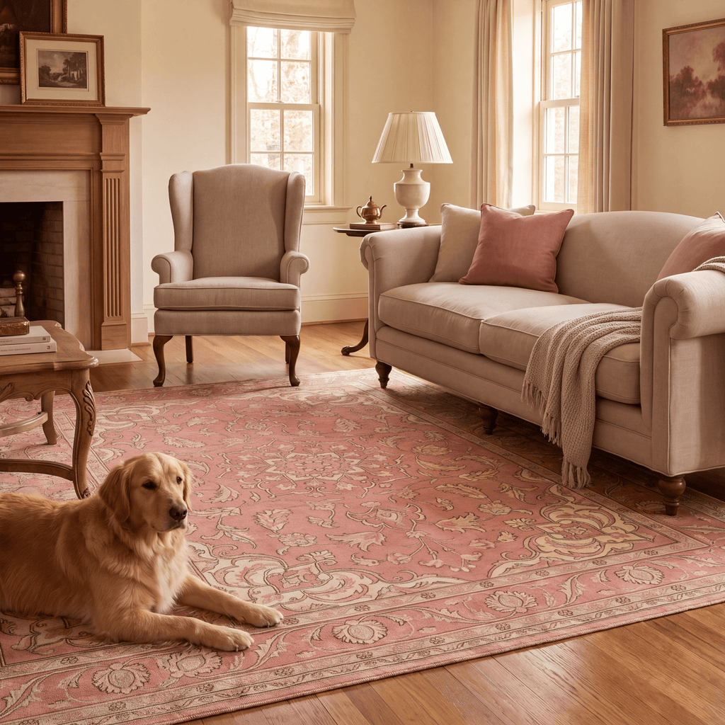 Scarp2 Traditional Oriental Style Medallion Rose Madder Cream Washable Indoor Outdoor Entryway Rug - RugzellaDigital Print RugRugzellaRugzellaBBB442-RECT-24x47-60x120cmRGZLLA137571Rectangle2' x 3'11" (60x120 cm)RECTANGLE | Scarp2 rectangle livingroom
