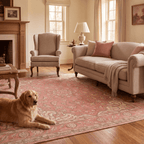 Scarp2 Traditional Oriental Style Medallion Rose Madder Cream Washable Indoor Outdoor Entryway Rug - RugzellaDigital Print RugRugzellaRugzellaBBB442-RECT-24x47-60x120cmRGZLLA137571Rectangle2' x 3'11" (60x120 cm)RECTANGLE | Scarp2 rectangle livingroom