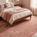 Scarp2 Traditional Oriental Style Medallion Rose Madder Cream Washable Indoor Outdoor Entryway Rug - RugzellaDigital Print RugRugzellaRugzellaBBB442-RECT-24x47-60x120cmRGZLLA137571Rectangle2' x 3'11" (60x120 cm)RECTANGLE | Scarp2 rectangle bedroom