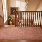 Scarp2 Traditional Oriental Style Medallion Rose Madder Cream Washable Indoor Outdoor Entryway Rug - RugzellaDigital Print RugRugzellaRugzellaBBB442-RECT-24x47-60x120cmRGZLLA137571Rectangle2' x 3'11" (60x120 cm)RUNNER | Scarp2 runner staircase