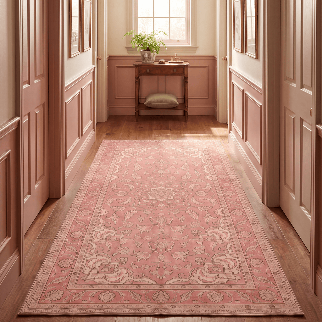 Scarp2 Traditional Oriental Style Medallion Rose Madder Cream Washable Indoor Outdoor Entryway Rug - RugzellaDigital Print RugRugzellaRugzellaBBB442-RECT-24x47-60x120cmRGZLLA137571Rectangle2' x 3'11" (60x120 cm)RUNNER | Scarp2 runner hallway
