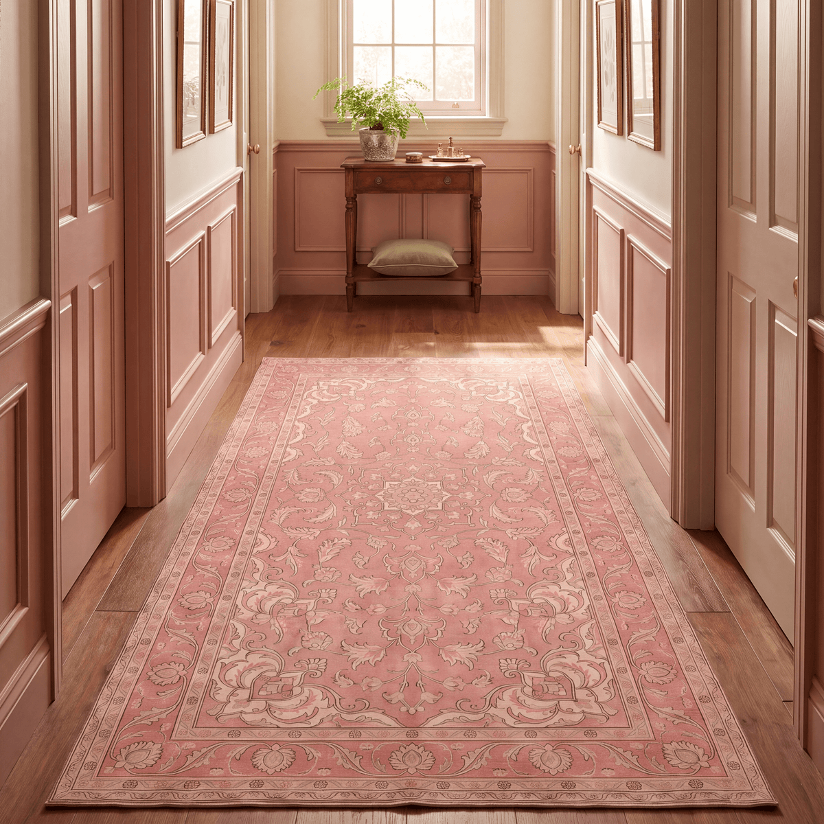 Scarp2 Traditional Oriental Style Medallion Rose Madder Cream Washable Indoor Outdoor Entryway Rug - RugzellaDigital Print RugRugzellaRugzellaBBB442-RECT-24x47-60x120cmRGZLLA137571Rectangle2' x 3'11" (60x120 cm)RUNNER | Scarp2 runner hallway