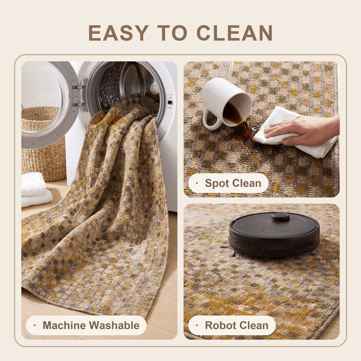 Scree2 Modern Speckled Mosaic Dot Ochre Olive Stone Washable Indoor Outdoor Entryway Rug - RugzellaDigital Print RugRugzellaRugzellaBBB443-RECT-24x47-60x120cmRGZLLA100721Rectangle2' x 3'11" (60x120 cm)SHARED | Scree2 feature clean