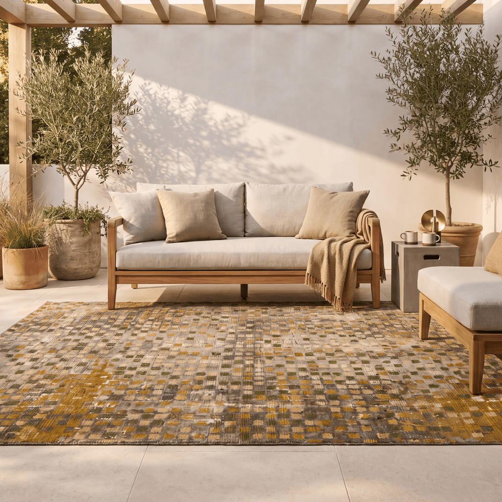 Scree2 Modern Speckled Mosaic Dot Ochre Olive Stone Washable Indoor Outdoor Entryway Rug - RugzellaDigital Print RugRugzellaRugzellaBBB443-RECT-24x47-60x120cmRGZLLA100721Rectangle2' x 3'11" (60x120 cm)RECTANGLE | Scree2 rectangle outdoor