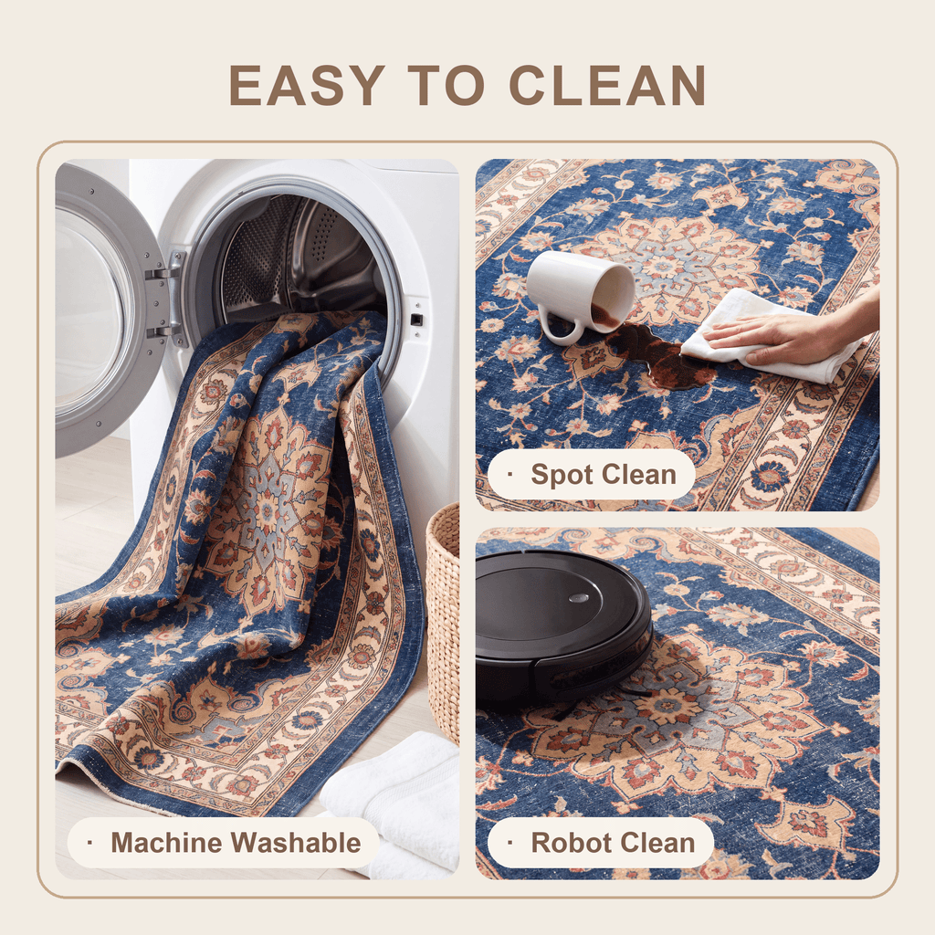 Seatown Traditional Distressed Medallion Indigo Ivory Madder Red Washable Indoor Outdoor Entryway Rug - RugzellaDigital Print RugRugzellaRugzellaBBB471-RECT-24x47-60x120cmRGZLLA140251Rectangle2' x 3'11" (60x120 cm)SHARED | Seatown feature clean