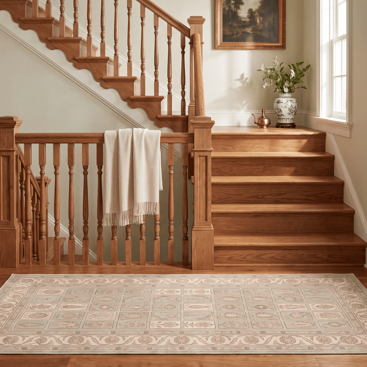 Solstice2 Traditional Oriental Style Medallion Sage Ivory Rose Washable Indoor Outdoor Rug - RugzellaDigital Print RugRugzellaRugzellaBBB374-RECT-24x47-60x120cmRGZLLA108426Rectangle2' x 3'11" (60x120 cm)RUNNER | Solstice2 runner staircase