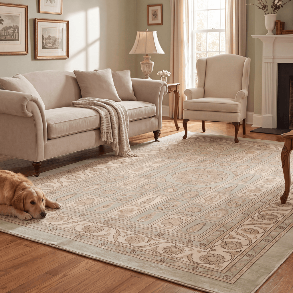 Solstice2 Traditional Oriental Style Medallion Sage Ivory Rose Washable Indoor Outdoor Rug - RugzellaDigital Print RugRugzellaRugzellaBBB374-RECT-24x47-60x120cmRGZLLA108426Rectangle2' x 3'11" (60x120 cm)RECTANGLE | Solstice2 rectangle livingroom