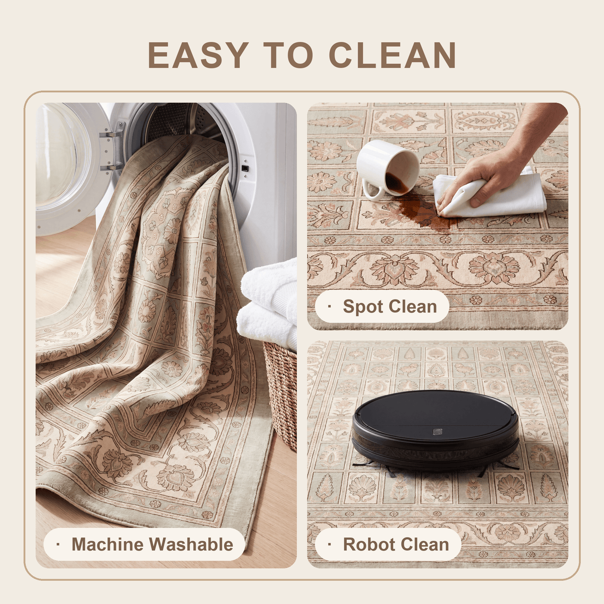 Solstice2 Traditional Oriental Style Medallion Sage Ivory Rose Washable Indoor Outdoor Rug - RugzellaDigital Print RugRugzellaRugzellaBBB374-RECT-24x47-60x120cmRGZLLA108426Rectangle2' x 3'11" (60x120 cm)SHARED | Solstice2 feature clean