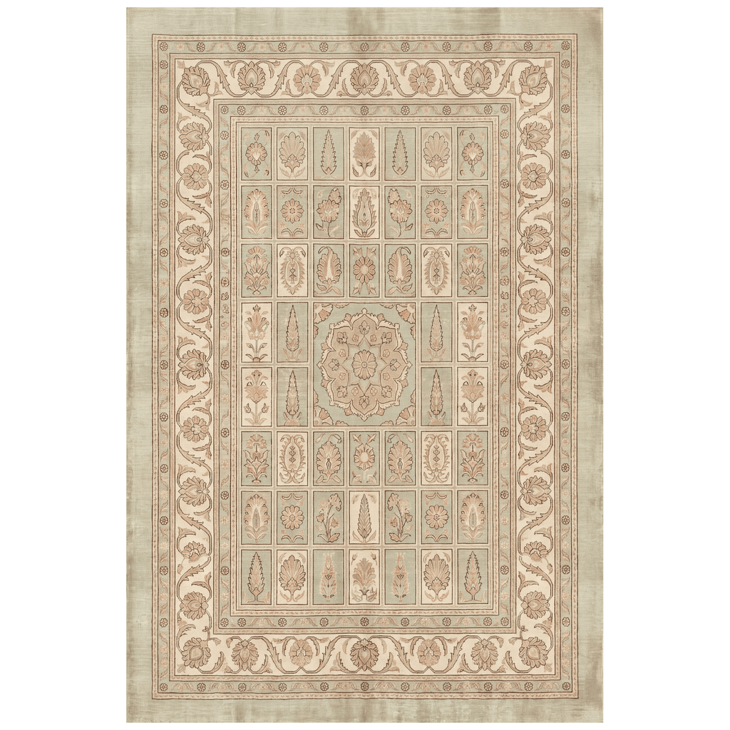 Solstice2 Traditional Oriental Style Medallion Sage Ivory Rose Washable Indoor Outdoor Rug - RugzellaDigital Print RugRugzellaRugzellaBBB374-RECT-24x47-60x120cmRGZLLA108426Rectangle2' x 3'11" (60x120 cm)RECTANGLE | HERO | Solstice2 rectangle