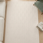 SHARED | Beryl Cream Scandinavian Geometric Textured Machine Woven Li photo 9