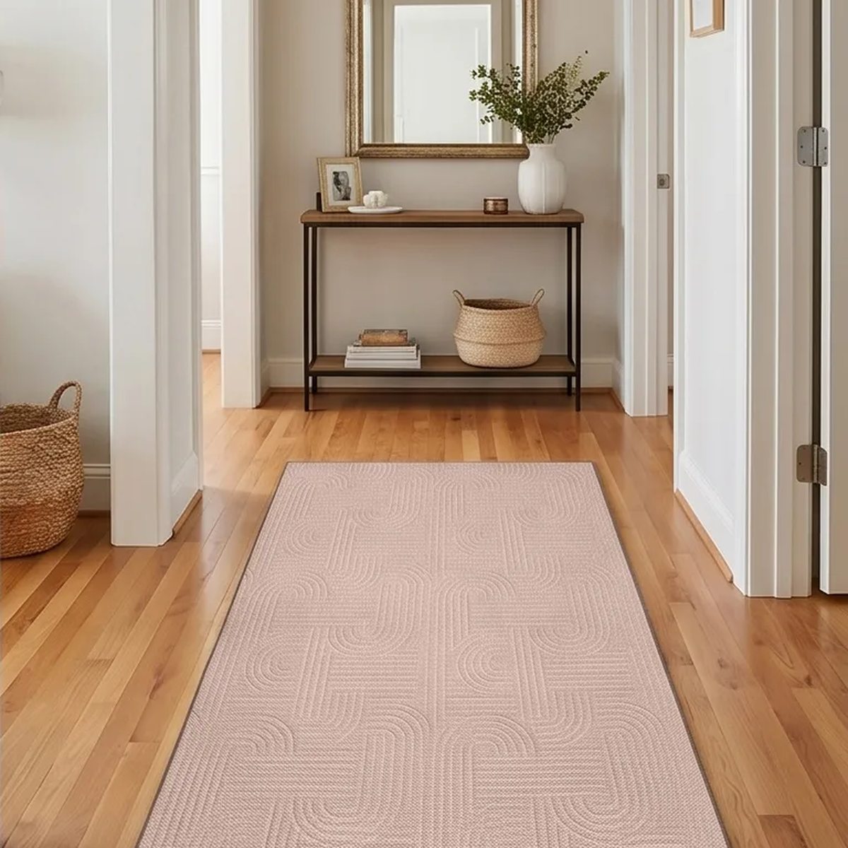 SHARED | Mead Blush Pink Modern Geometric Machine Woven Living Room B photo 11