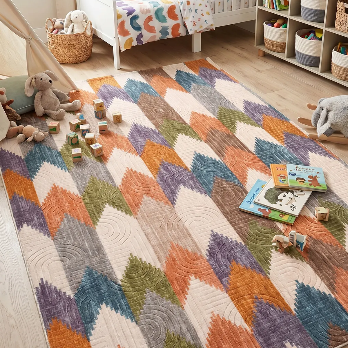 SHARED | Downs Multicolour Geometric Chevron Modern Machine Woven Liv photo 1