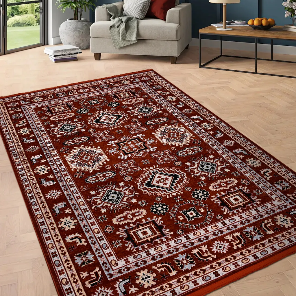 SHARED | Firelight Rust Red Persian Style Traditional Machine Woven L photo 1