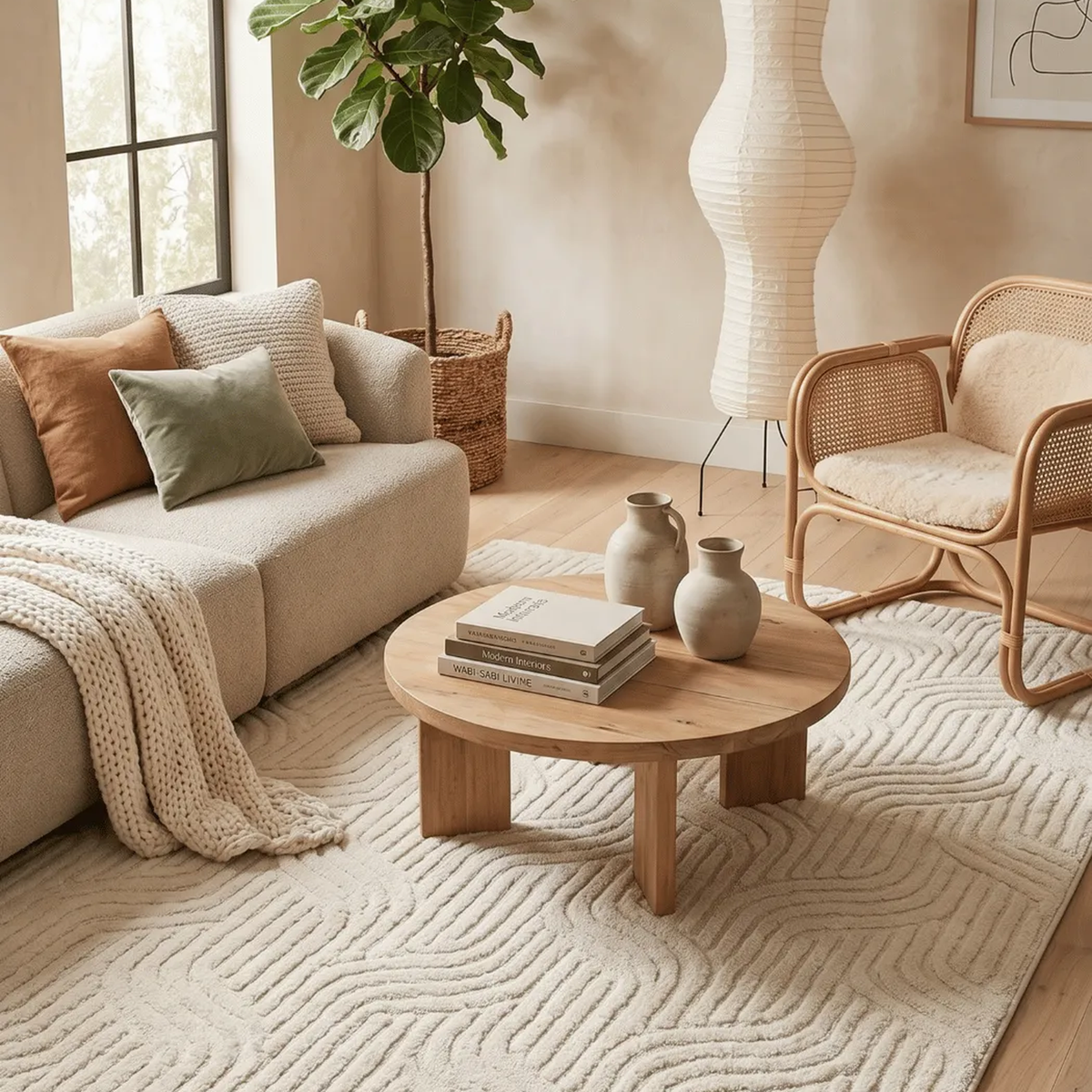 SHARED | Snowmelt Cream Abstract Modern Machine Woven Textured Living photo 1