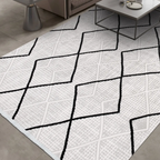 SHARED | Coppice Cream Black Moroccan Style Diamond Trellis Machine W photo 1
