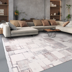 SHARED | Lodestone Cream Taupe Patchwork Modern Machine Woven Living  photo 1