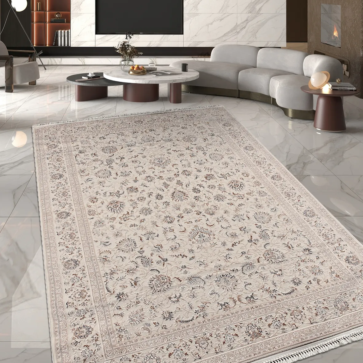 SHARED | Corundum Cream Beige Persian Style Traditional Machine Woven photo 1