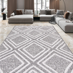 SHARED | Bilberry Modern Geometric Diamond Lattice Grey Ivory Machine photo 1